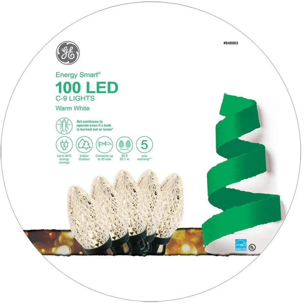 GE Energy Smart 100 Ct 66-ft Warm White LED Plug-In Lg Christmas String Lights